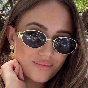 Celine Metal Triomphe Geometric Sunglasses with Case